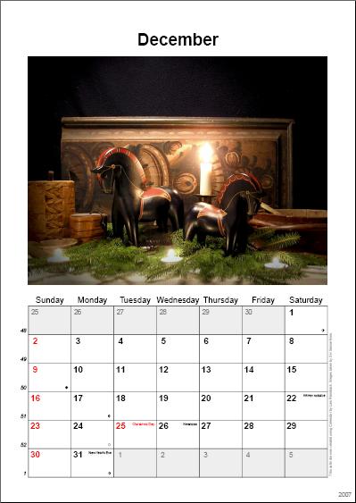 Американский пример календаря в Calrendar